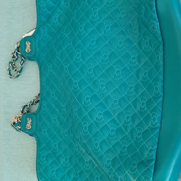 Large Sanrio Hello Kitty Tote purse handbag Teal color - Picture 8 of 9